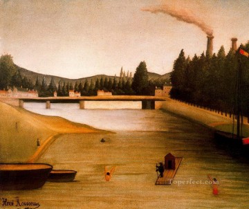  primitivism art painting - bathing at alfortville Henri Rousseau Post Impressionism Naive Primitivism